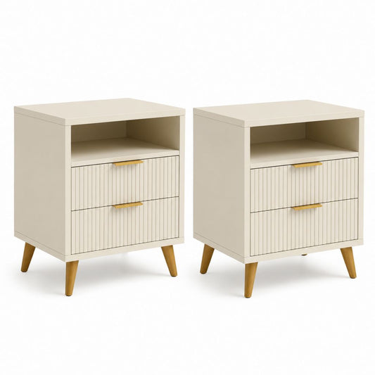Set di 2 comodini crema in MDF rettangolari con 2 cassetti 45 x 40 x 62 cm