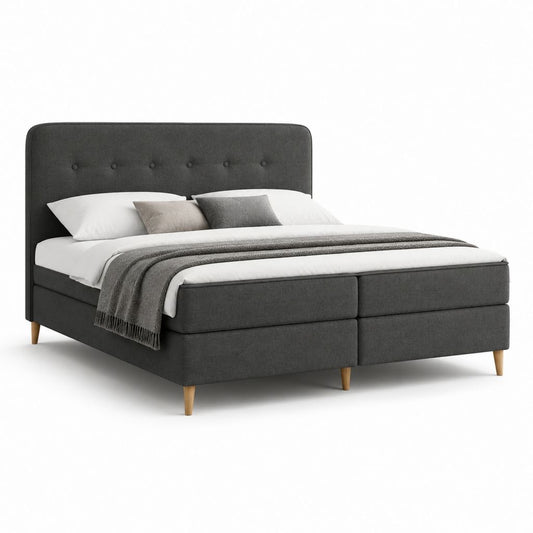 Letto boxspring matrimoniale grigio scuro in poliestere rettangolare 160 x 200 cm