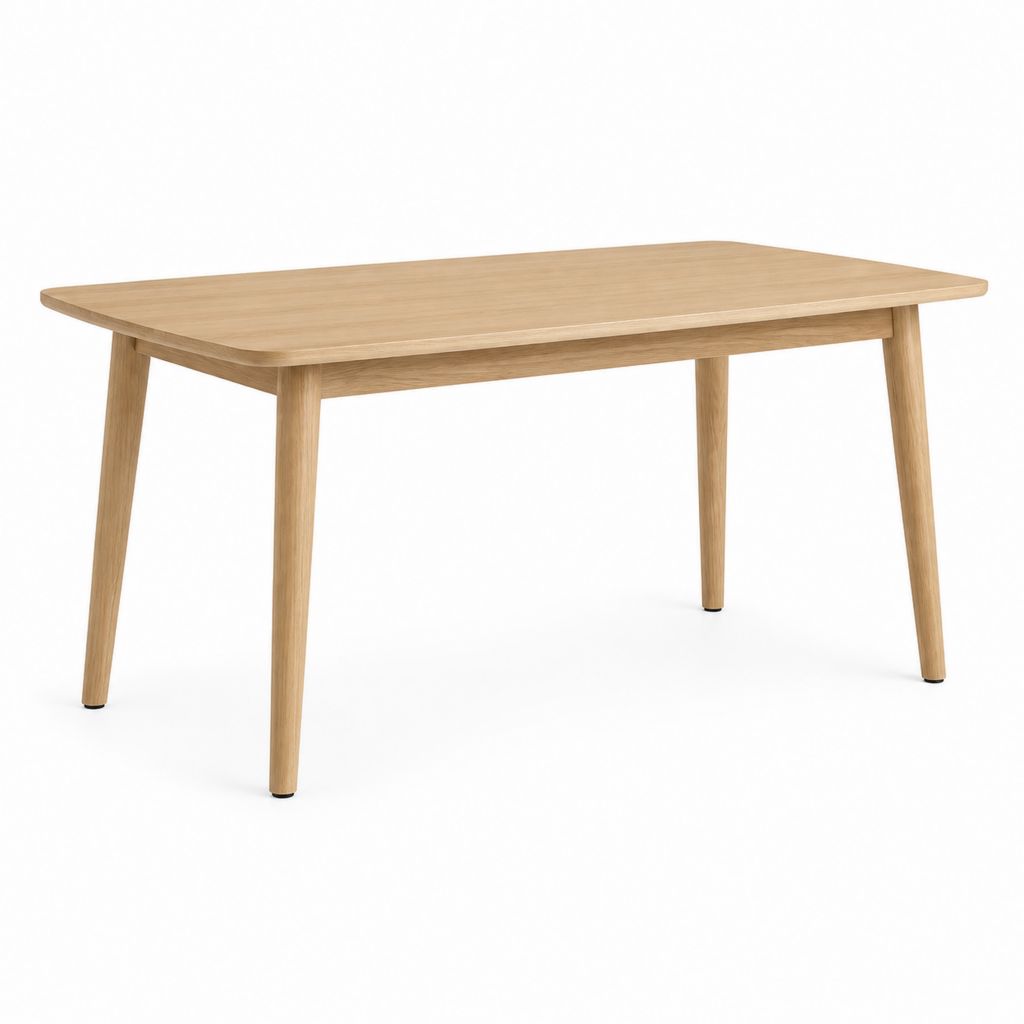 Tavolo da pranzo rettangolare rovere chiaro in legno massello 140 x 80 x 75 cm