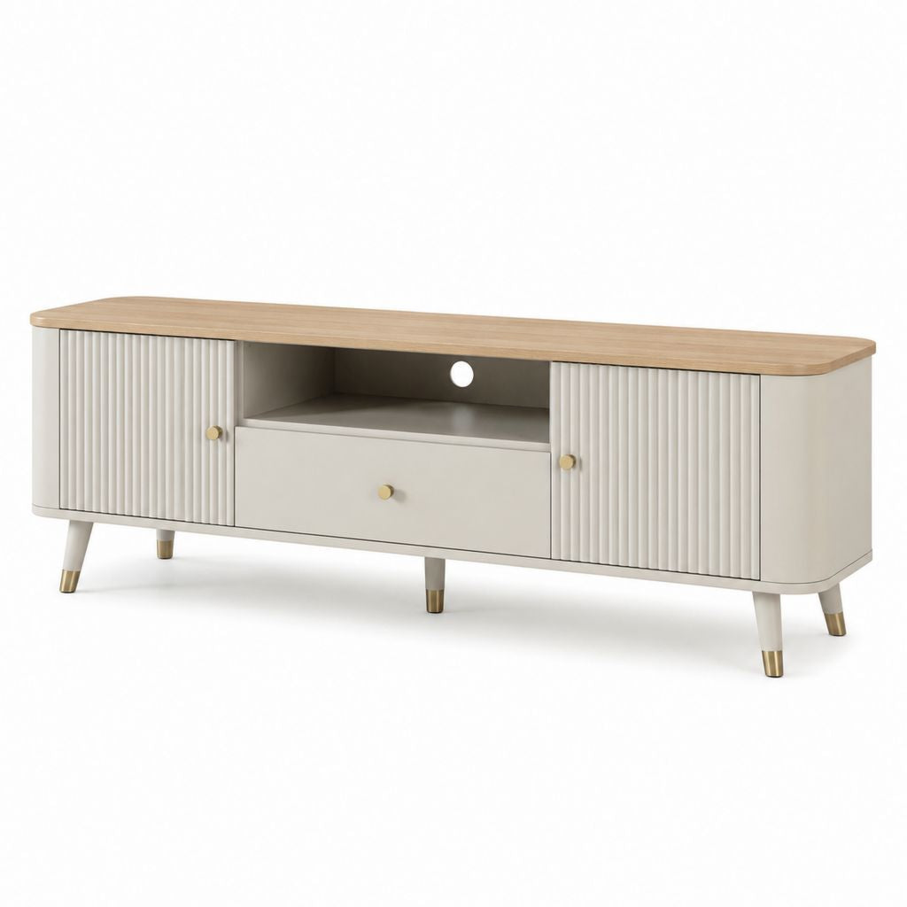 Mobile porta TV avorio e rovere chiaro in MDF 160 x 40 x 50 cm