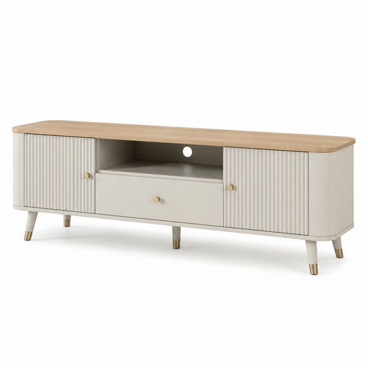 Mobile porta TV avorio e rovere chiaro in MDF 160 x 40 x 50 cm