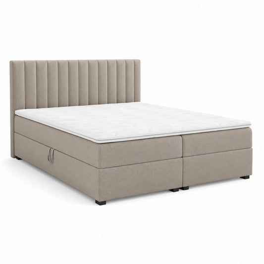 Letto boxspring matrimoniale beige in poliestere con molle insacchettate 180 x 200 cm